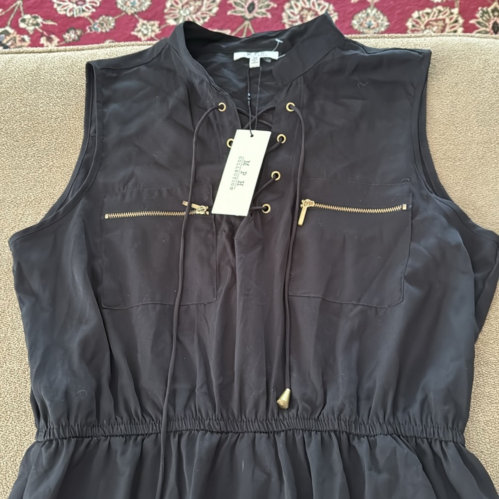 MPH Collection Black Sleeveless Polyester Dress Size Medium New (TD)